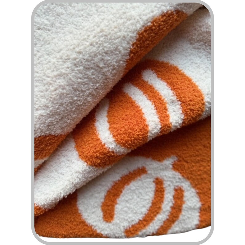 Pumpkin Throw Blanket, Fall Blanket, Halloween, Cozy, Ultrasoft, Plush, Strechy, Fluffy, Microfiber feather yarn, Two-sided, Reversible image 8