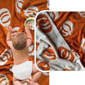 Pumpkin Throw Blanket, Fall Blanket, Halloween, Cozy, Ultrasoft, Plush, Strechy, Fluffy, Microfiber feather yarn, Two-sided, Reversible image 6