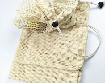 Small Reusable Mesh Bag, Cotton Storage Mesh Bag for Produce, Toys and more, Cotton mesh bags, 9x6" , 12 Pack , Washable Reusable Bags