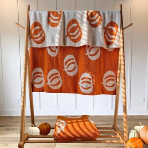 Pumpkin Throw Blanket, Fall Blanket, Halloween, Cozy, Ultrasoft, Plush, Strechy, Fluffy, Microfiber feather yarn, Two-sided, Reversible 46"x54" - Baby, Kids