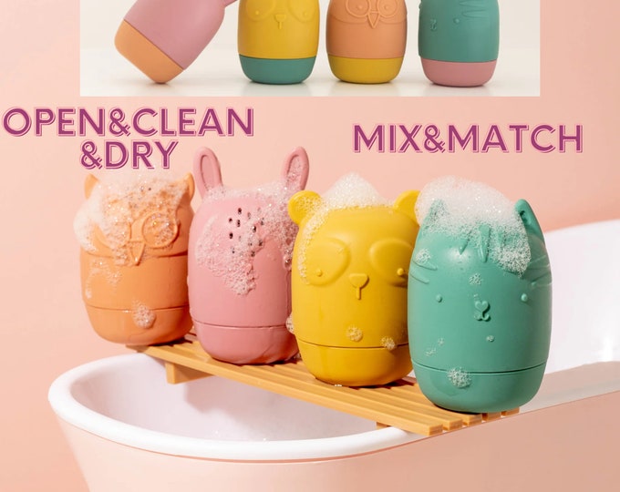 Non-Toxic Silicone Bath Toys for Babies & Toddlers Mold Free Plastic Free Baby Bathtub Toys, Water Toys, Pool Toys, Easy to Clean