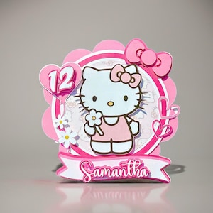 Adorno para tarta de gatito/Decoración personalizada para fiesta de cumpleaños