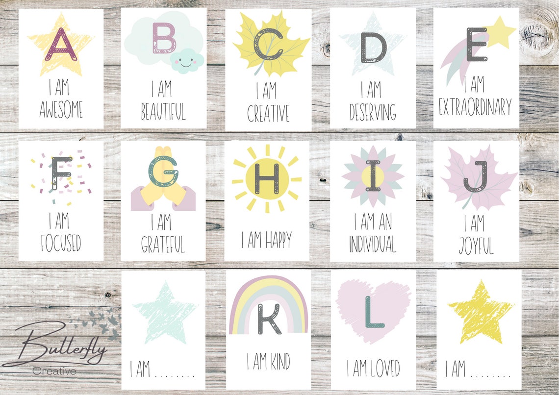 Alphabet Affirmation Cards A6 positive children Etsy