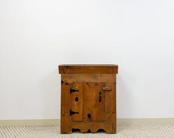 Primitive Rustic Planter Box Cabinet Vintage Farmhouse Wood Decor Iron Hinges