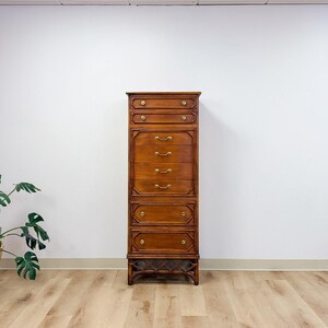 Ficks Reed Faux Bamboo Lingerie Chest Eight Drawers Brass Hollywood Regency