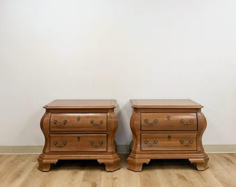 Vintage Century Furniture Provincial Curvy Nightstand Pair Classic Bedroom Table