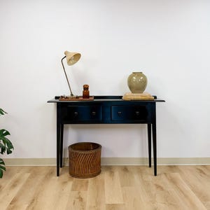 Nichols and Stone Solid Black Wood Console Two Drawers Modern Transitional