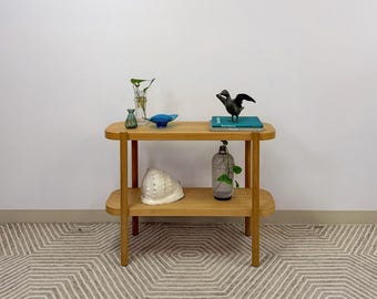 Modern Two-Tier Natural Wood Console Table Entryway Sofa Table 36"