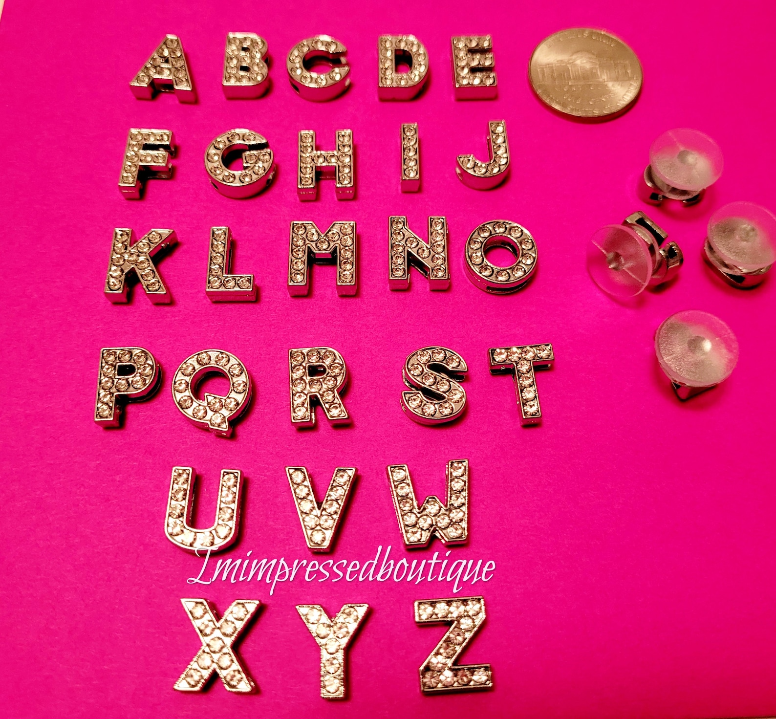Silver Rhinestone Alphabet Letter Shoe Charms Etsy