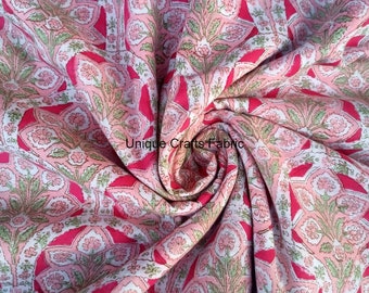 Indian Block Print Cotton Fabric: Soft Floral Sewing Quilting Material