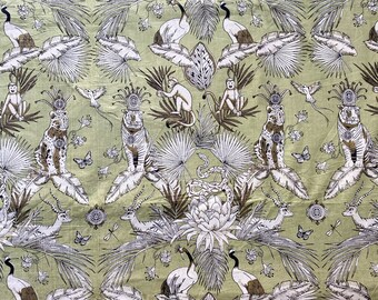 Animal Print Cotton Fabric: Hand Block Printed Indian Fabric by the Yard