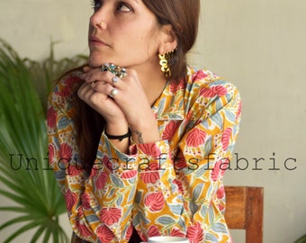 Floral Cotton Pajama Set: Bridesmaid Bridal Party Night Suit