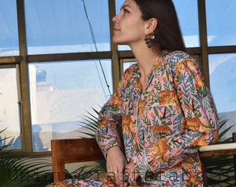 Ensemble pyjama en coton à imprimé animal, pyjama pour femme, cadeau de demoiselle d'honneur