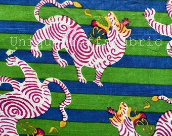 Dragon Print Cotton Fabric, Indian Sewing Fabric By The Yard