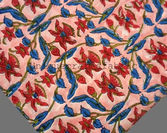 Hand Block Print Cotton Fabric: Floral Sewing & Crafting Material
