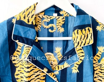 Ensemble de pyjama rayé en coton à imprimé tigre : pyjama d'été