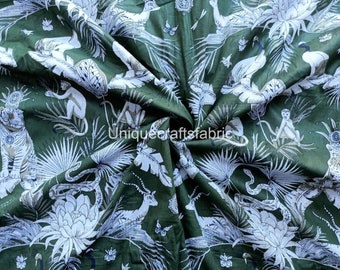 Hand Printed Animal Fabric: Indian Cotton Sewing Material