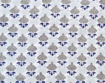 Block Print Cotton Fabric: Indian Sewing Quilting Fabric By The Yard