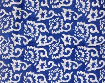 Blue Floral Hand Block Print Cotton Fabric: Indian Sewing Material