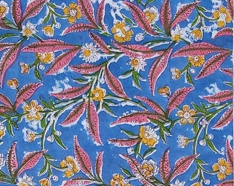 Leaf Print Cotton Fabric: Indian Hand Block Print Sewing Material