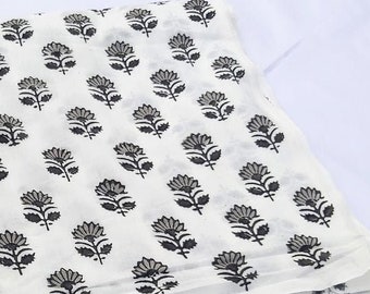 Hand Block Print Cotton Fabric: Indian Floral Sewing Material