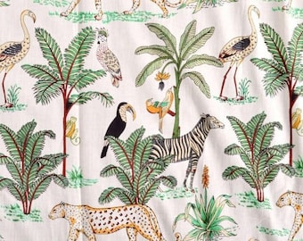 Animal Safari Cotton Fabric: Hand-Printed Sewing & Quilting Fabric
