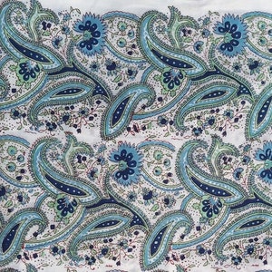 Tessuto stampato a mano con motivo Paisley, tessuto 100% puro cotone indiano, tessuto per sartoria, tessuto per cucito e quilting, tessuto stampato