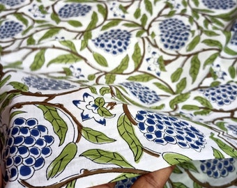 Katoenen stof met handblokprint: Indiase kleermakerij naaiquiltstof