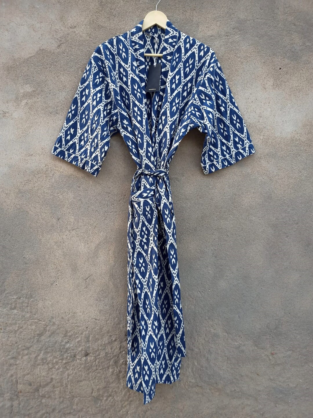 Indigo Robe Indian Cotton Kimono Robe: Indigo Print Bath Robe - Etsy