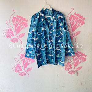 Leaf Print Cotton Pajama Set: Handmade Beach Party PJs