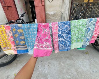 Hand Block Printed Cotton Sarong, Lightweight Floral Beach Wrap