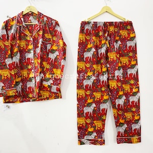 Wild Zebra Print Cotton Pajama Set: Indian Night PJs