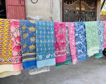 Hand Block Printed Floral Sarong, Cotton Beach Wrap