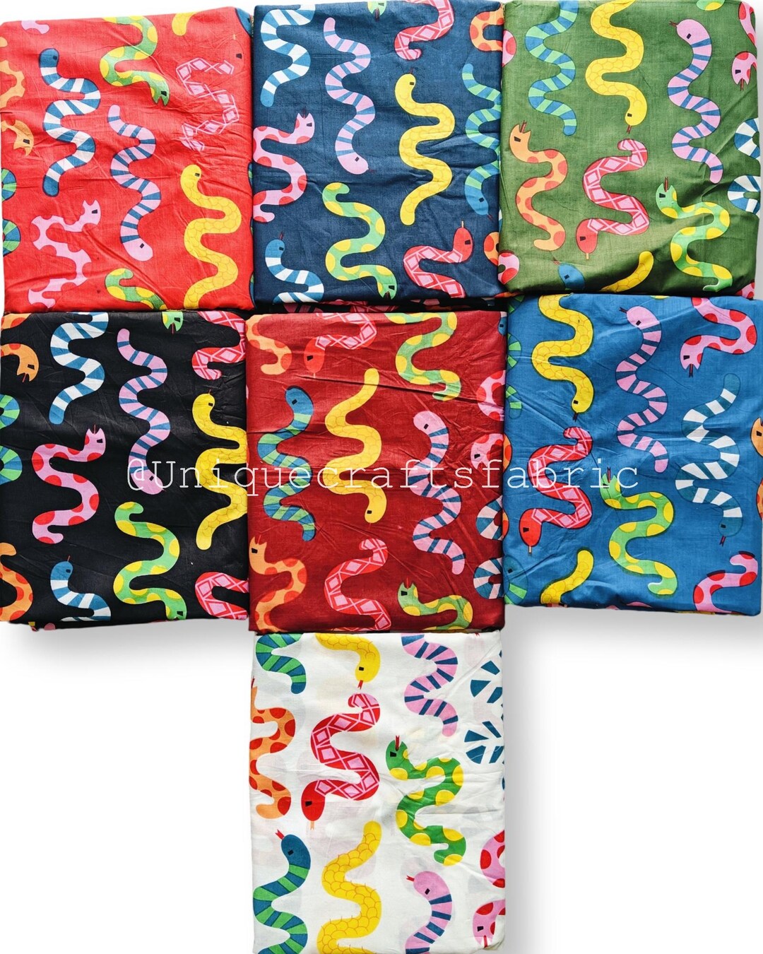 Snake Mini Pattern 100% Pure Mini Snakes Print Fabric by the Yard, Lightweight Breathable ...