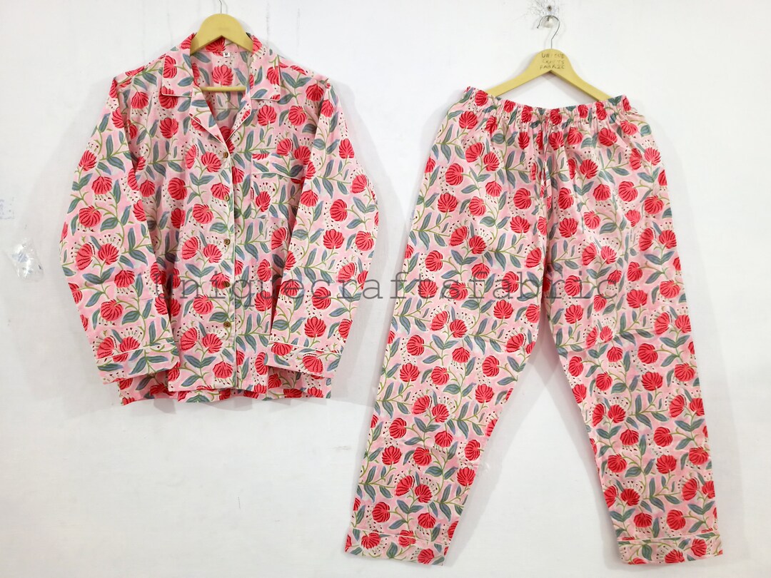 Pink Floral Pj Set, Cotton Pajama Set, Bridesmaid Pajamas, Cotton ...