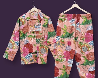 Fruit Print Cotton Pajama Set, Summer Sleepwear, Bridesmaid Clothing