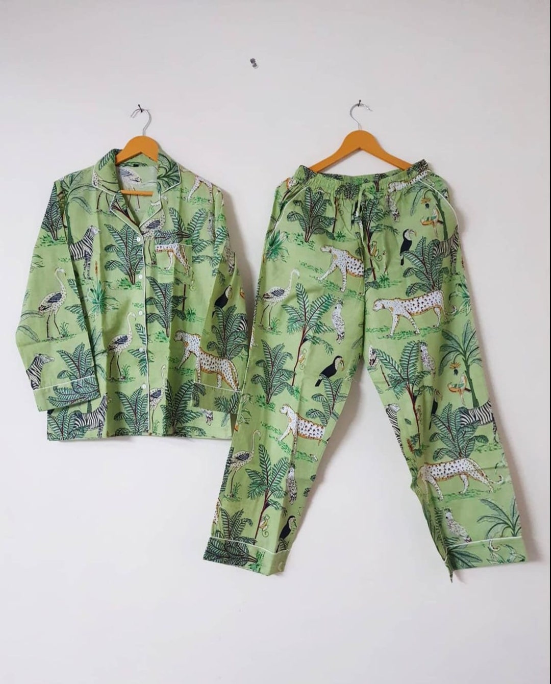 Jungle Print Cotton Pajama Set: Lightweight Loungewear