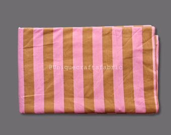 Striped Cotton Fabric: Indian Block Print, Sewing & Quilting by the Yard