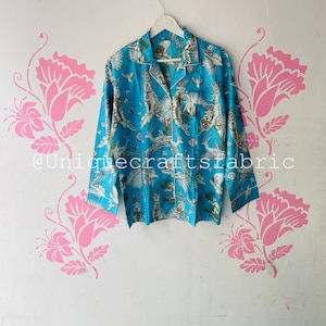 Handmade Cotton Pajama Set: Indian Parrot Print Night Dress