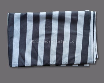 Hand Block Print Striped Cotton Fabric: Lightweight Dressmaking Quilting