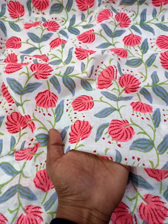 Indian Floral Print Block Print Fabric Soft Cotton Fabric Etsy