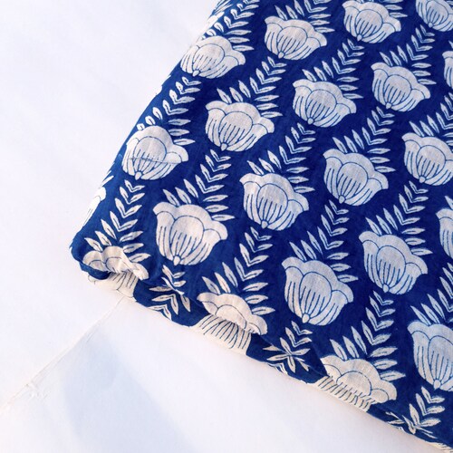 Block Print Fabric by the Yard Indian Cotton Fabric Blue Etsy