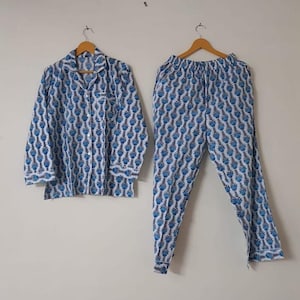 Indian Floral Cotton Pajama Set, Bridesmaid Pajamas, Cotton Nightwear, Gift For Her