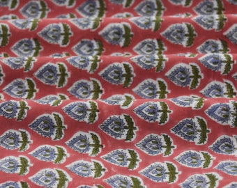 Hand Block Print Cotton Fabric: Floral Indian Dress Fabric