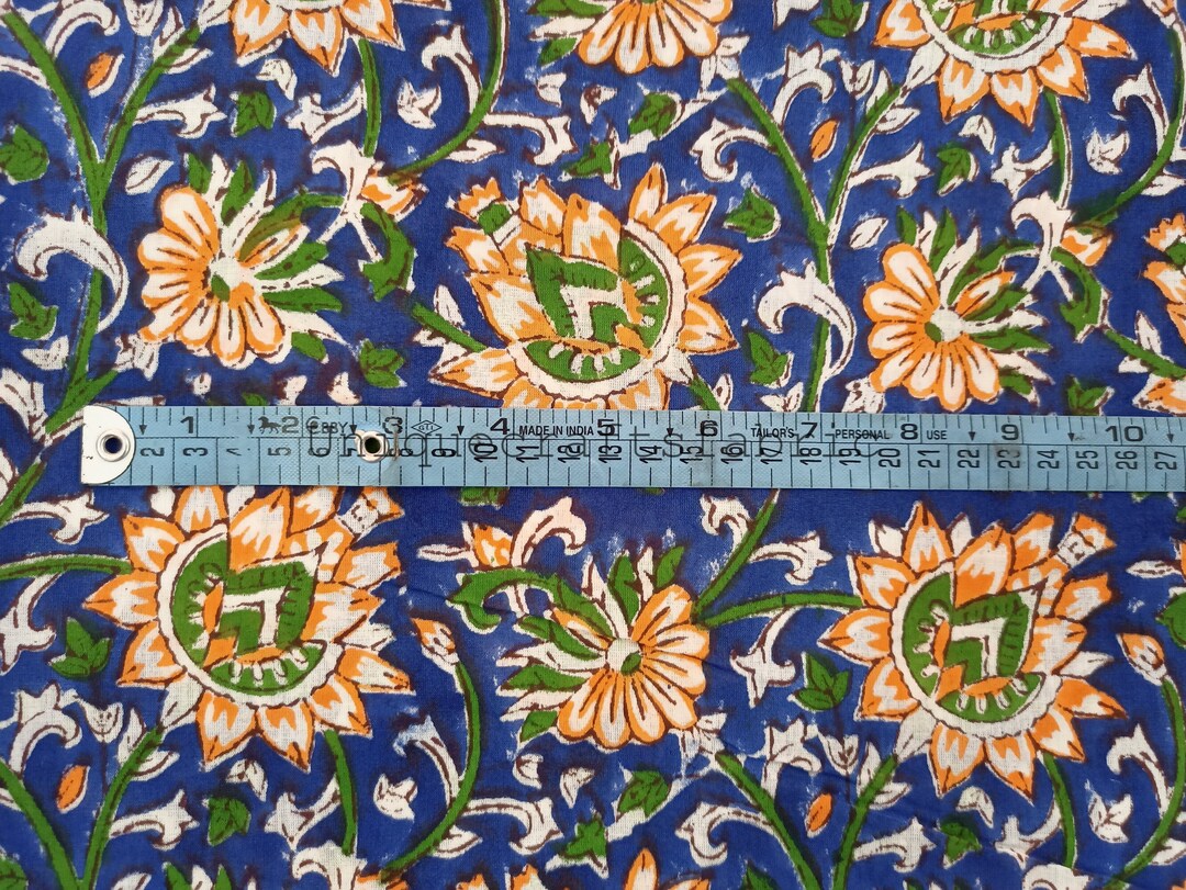 Navy Blue - Natural Dyed Cotton Bindaas Block Print Fabric 03