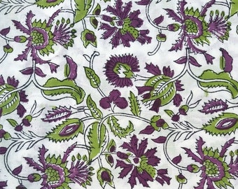 Indian Block Print Cotton Fabric: Floral Sewing & Quilting Fabric