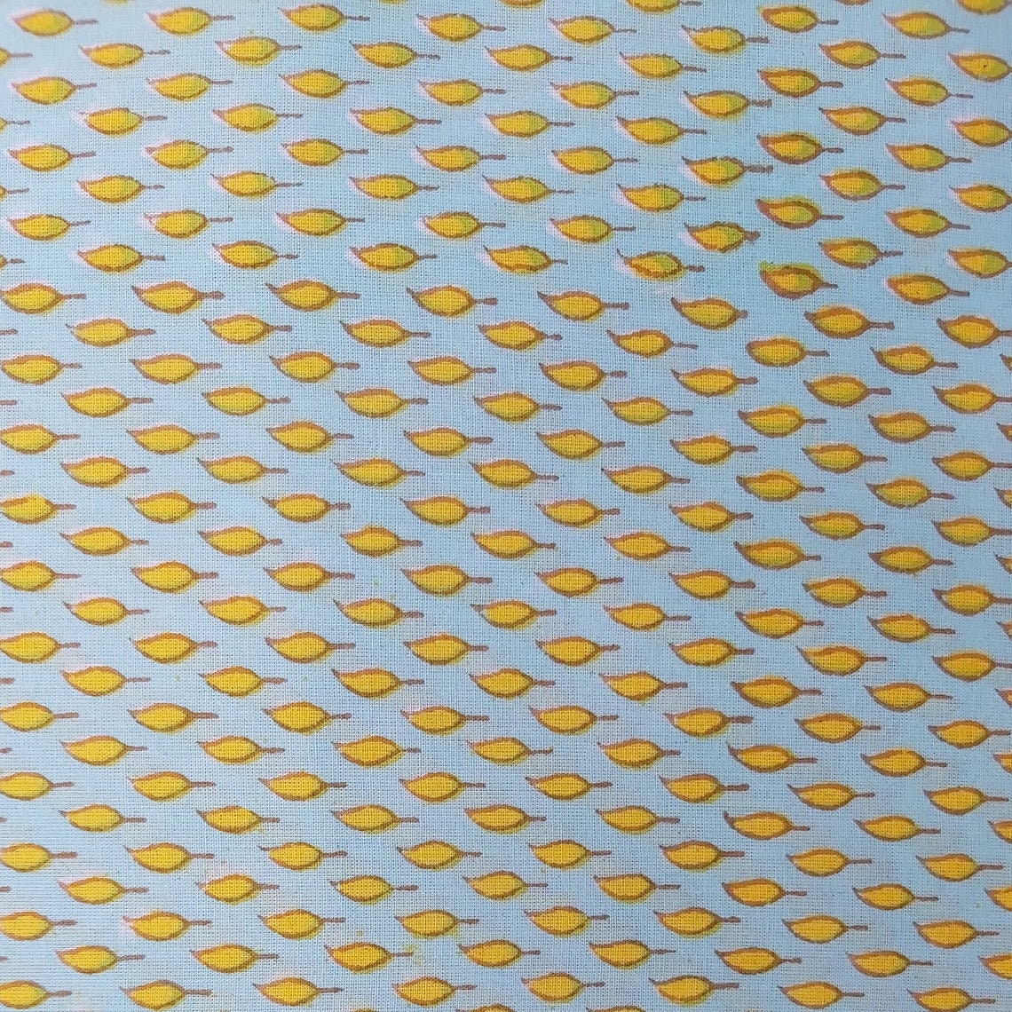Yellow Leaf Print Fabric Soft Cotton Fabric Hand Block Print | Etsy