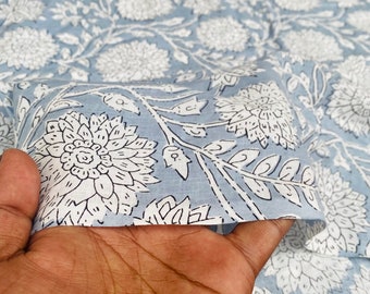 Gray Floral Print Block Print Fabric, Indian Cotton Fabric, Dressmaking Fabric, Floral Cotton Fabric, Sewing Fabric, Kids Fabric