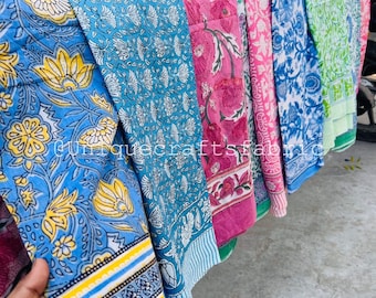 Hand Block Print Cotton Sarong, Floral Beach Cover-Up