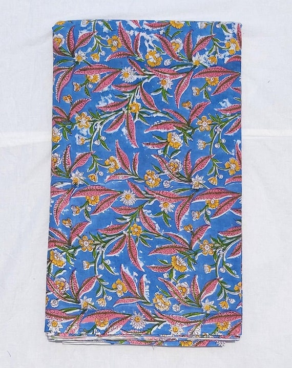 Leaf Print Cotton Fabric: Indian Hand Block Print Sewing Material